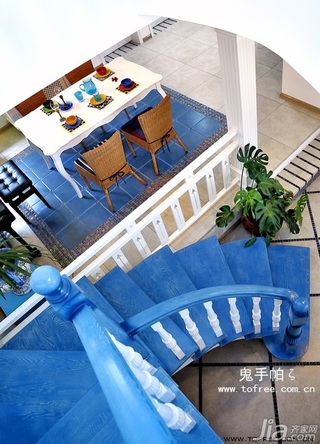 鬼手帕混搭风格别墅富裕型140平米以上餐厅楼梯餐桌效果图