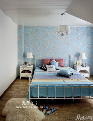 鬼手帕混搭风格别墅富裕型140平米以上卧室床图片