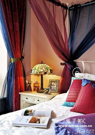 鬼手帕东南亚风格公寓富裕型140平米以上卧室床图片