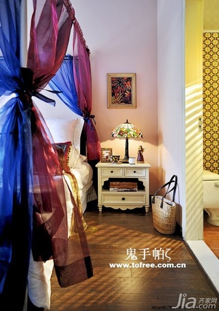 鬼手帕东南亚风格公寓富裕型140平米以上卧室床图片