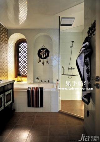 鬼手帕东南亚风格公寓富裕型140平米以上卫生间洗手台图片
