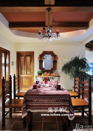 鬼手帕东南亚风格公寓富裕型140平米以上餐厅餐桌图片