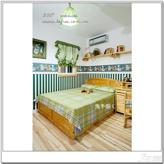 鬼手帕混搭风格别墅绿色富裕型140平米以上卧室床效果图