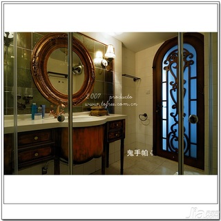 鬼手帕混搭风格别墅富裕型140平米以上卫生间洗手台图片