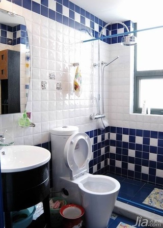 地中海风格浪漫蓝色卫生间浴室柜效果图