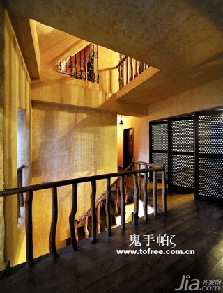 鬼手帕混搭风格别墅富裕型140平米以上楼梯装修效果图