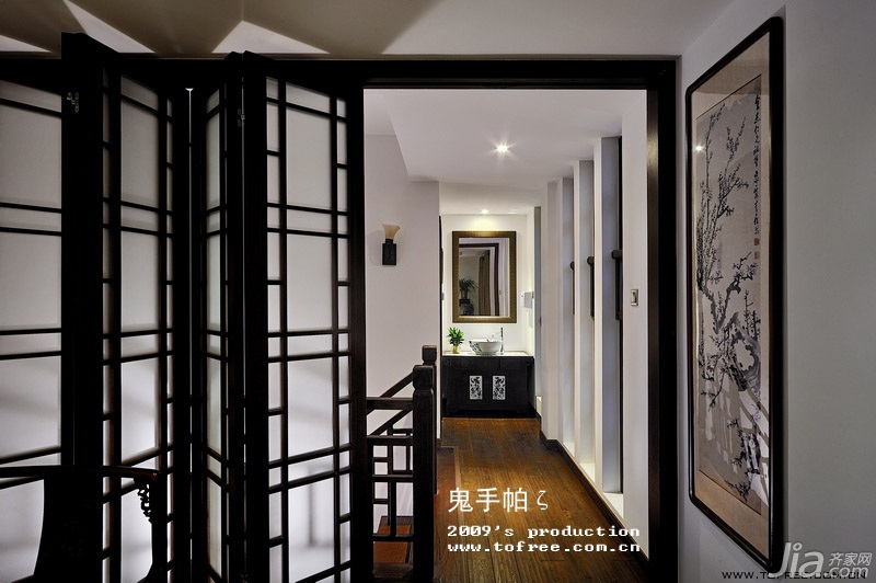 别墅装修,140平米以上装修,新古典风格,豪华型装修,鬼手帕,楼梯,装饰画,书房