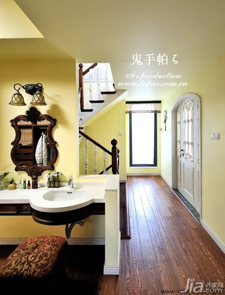 鬼手帕欧式风格别墅豪华型140平米以上楼梯洗手台图片