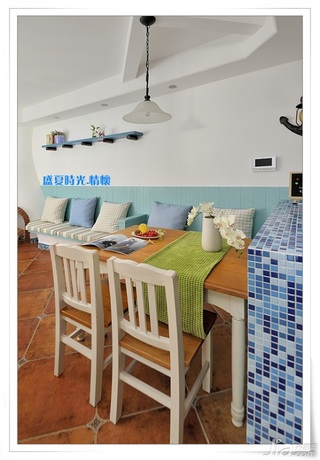 地中海风格浪漫蓝色餐厅餐桌效果图