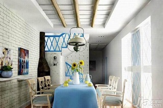 地中海风格浪漫餐厅照片墙餐桌效果图