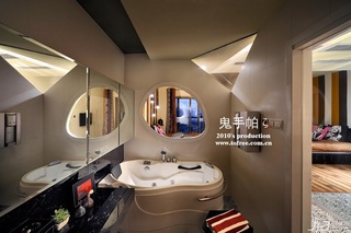 鬼手帕混搭风格复式富裕型140平米以上卫生间洗手台图片
