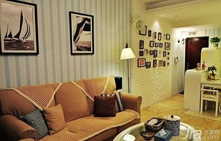 混搭风格小户型富裕型50平米客厅背景墙沙发婚房家居图片