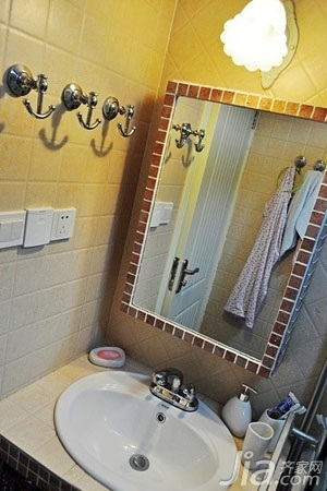 混搭风格小户型富裕型50平米卫生间洗手台婚房家装图