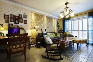 美式乡村风格二居室富裕型90平米客厅沙发背景墙沙发效果图