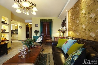 美式乡村风格二居室富裕型90平米客厅沙发背景墙沙发图片