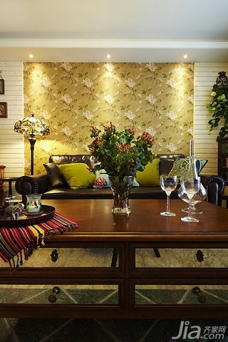 美式乡村风格二居室富裕型90平米客厅沙发背景墙效果图