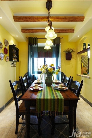 美式乡村风格二居室富裕型90平米餐厅吊顶餐桌图片