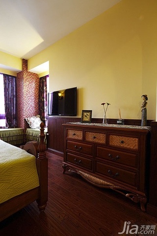 美式乡村风格二居室富裕型90平米卧室收纳柜效果图