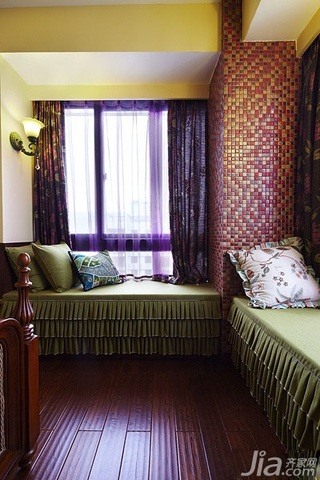 美式乡村风格二居室富裕型90平米卧室飘窗装修图片