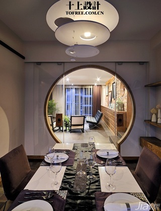 十上中式风格公寓140平米以上餐厅餐桌图片