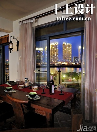 十上东南亚风格公寓经济型130平米餐厅餐桌效果图