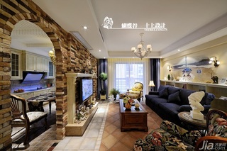 十上田园风格公寓经济型100平米客厅沙发背景墙沙发图片