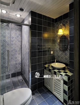 十上田园风格公寓经济型100平米卫生间洗手台效果图