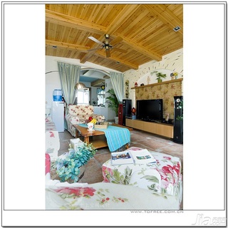 十上田园风格小户型经济型80平米客厅沙发婚房家居图片