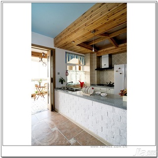 十上田园风格小户型经济型80平米厨房橱柜婚房平面图