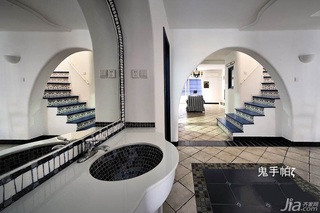 鬼手帕地中海风格别墅富裕型140平米以上卫生间楼梯洗手台效果图