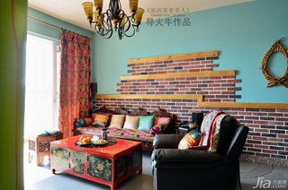 导火牛东南亚风格公寓经济型90平米客厅沙发背景墙沙发图片