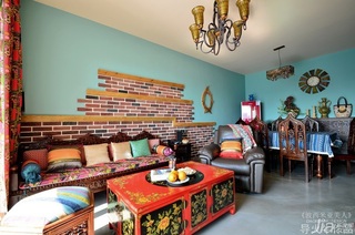 导火牛东南亚风格公寓经济型90平米客厅沙发图片