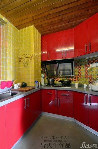导火牛东南亚风格公寓经济型90平米厨房橱柜订做
