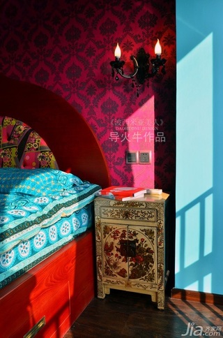 导火牛东南亚风格公寓经济型90平米卧室床效果图