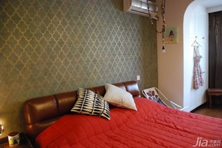 美式乡村风格一居室经济型50平米卧室卧室背景墙床效果图
