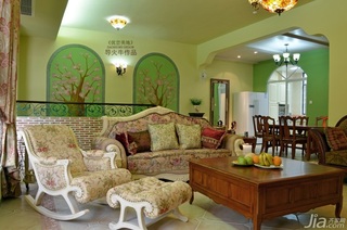 导火牛田园风格别墅豪华型140平米以上客厅沙发效果图
