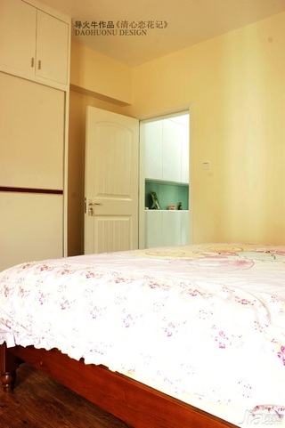 导火牛田园风格公寓经济型90平米卧室床效果图