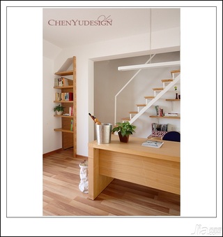 陈禹简约风格复式经济型140平米以上楼梯书桌效果图