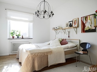 北欧风格小户型富裕型60平米卧室床图片