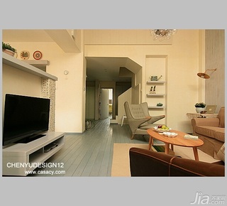 陈禹简约风格复式经济型80平米客厅电视背景墙沙发图片