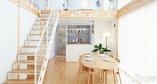 日式风格别墅经济型140平米以上餐厅楼梯餐桌图片