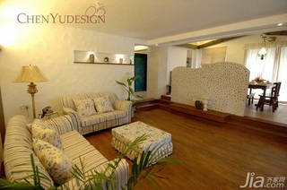 陈禹地中海风格公寓经济型110平米客厅电视背景墙沙发效果图