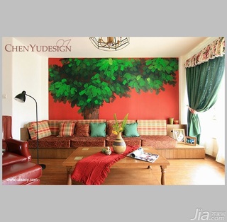 陈禹田园风格公寓经济型110平米客厅沙发背景墙沙发图片