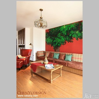 陈禹田园风格公寓经济型110平米客厅沙发背景墙沙发效果图