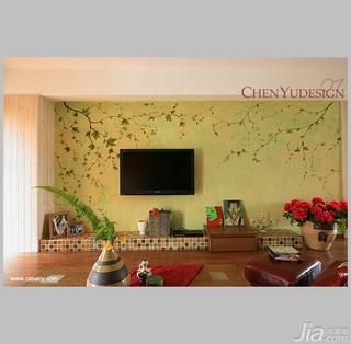陈禹田园风格公寓经济型110平米客厅电视背景墙沙发效果图