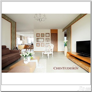 陈禹田园风格公寓经济型110平米客厅照片墙沙发效果图