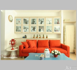 陈禹混搭风格公寓经济型80平米客厅照片墙设计