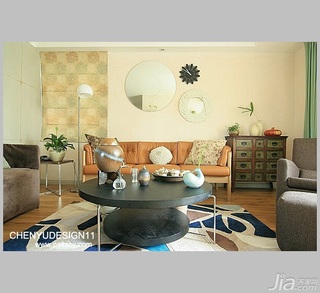 陈禹简约风格公寓经济型100平米客厅沙发背景墙茶几效果图