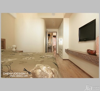 陈禹简约风格公寓经济型130平米卧室电视背景墙床图片