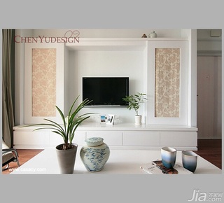 陈禹中式风格公寓经济型110平米客厅电视背景墙茶几图片